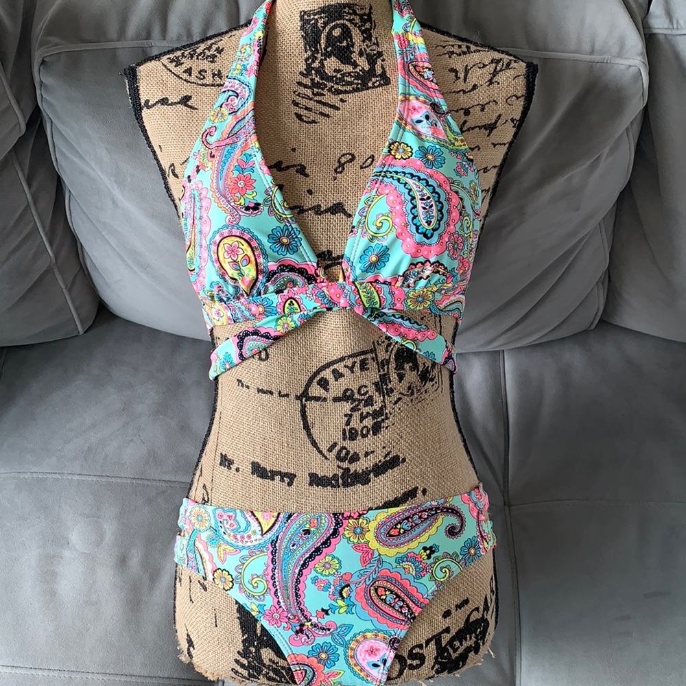 Alloy Apparel mint green paisley bikini